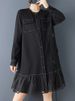 Long Sleeve Patchwork Mesh Oversized Shirt Dresses For Women New Loose Casual Midi Dress Elegant Clothing Spring Autumn 2025_ecoleips.com