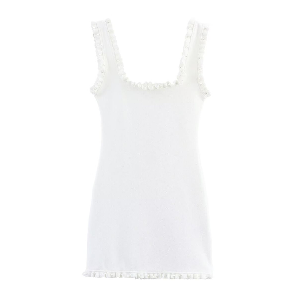 ZOEVA20265 Summer New Simple Slim And Thin Short Dress With Material Accessories_ecoleips.com
