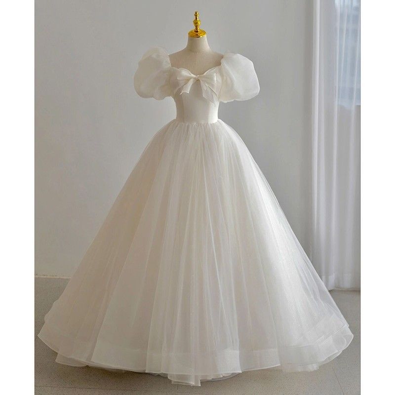 White Light Wedding Dress Evening Gown Women 2025 New Model Marriage Registration Daily Wear, Suitable For Art Exams And_ecoleips.com