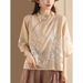 A Women's Shirt With A Retro Artistic Design, Featuring Seven-Quarter Sleeves And A Traditional Chinese Style; Suitable_ecoleips.com
