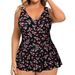 Aria Basics 2026 New European And American Plus Size Women's Swimsuit With Print, Sleeveless One-Piece Skirt Style,_ecoleips.com