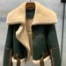 Women's Winter Shearling Jacket With Contrast Collar, Short Faux Leather Coat With Fur Trim, Green Biker Style Outerwear_ecoleips.com