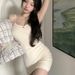 Women's Suspender Dress Sleeveless Low Cut Spring Summer Solid Color Dress Ruffled Hip Wrap Bodycon Dress Party Nightclub Dress_ecoleips.com