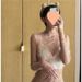 Women's Clothing White Half High Collar Lace Bottoming Shirt For Women Spring And Autumn 2025 New Style Inner Wear Tulle Thin Mesh Top_ecoleips.com