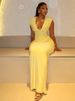Sexy Ruched Bodycon Maxi Dress Women Solid Sleeveless V-Neck Slim Long Dresses Female Party Evening Clubwaer Evening 2026_ecoleips.com