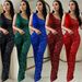 Women's Clothing Solid Color Sleeveless One Shoulder Sequined Trousers Jumpsuit_ecoleips.com