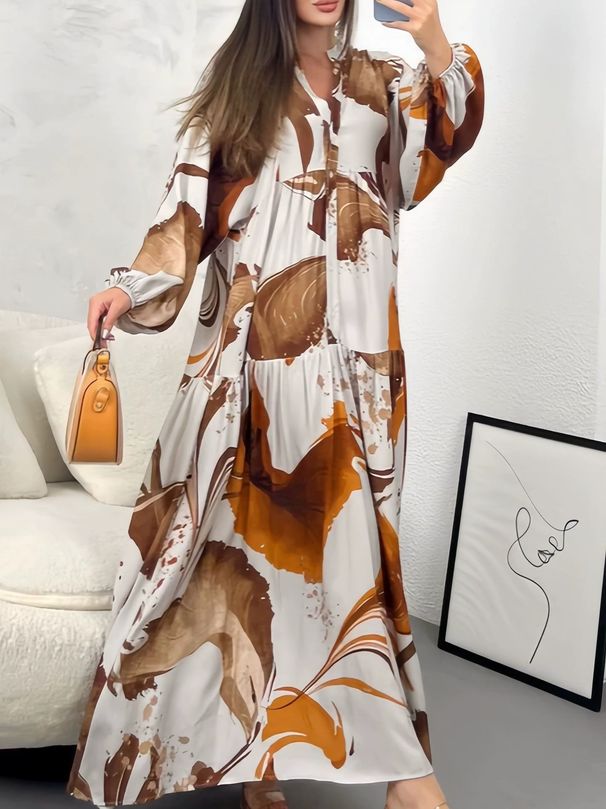 Elegant Bohemian Summer Maxi Dress for Women Lightweight Breathable Floral Print for Beach Travel Casual Wear_ecoleips.com