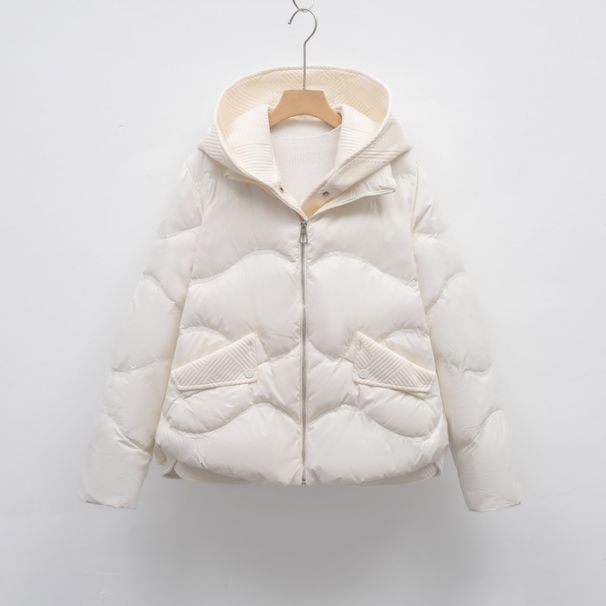 New Splicing Fake Two-piece Hooded Down Jacket For Women's Winter New Warm Casual Bread Jacket Trendy Jacket_ecoleips.com