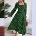 Real Shot Of 2026 Spring/Summer European And American Casual Ruffled Square-neck Polka Dot Long Skirt_ecoleips.com