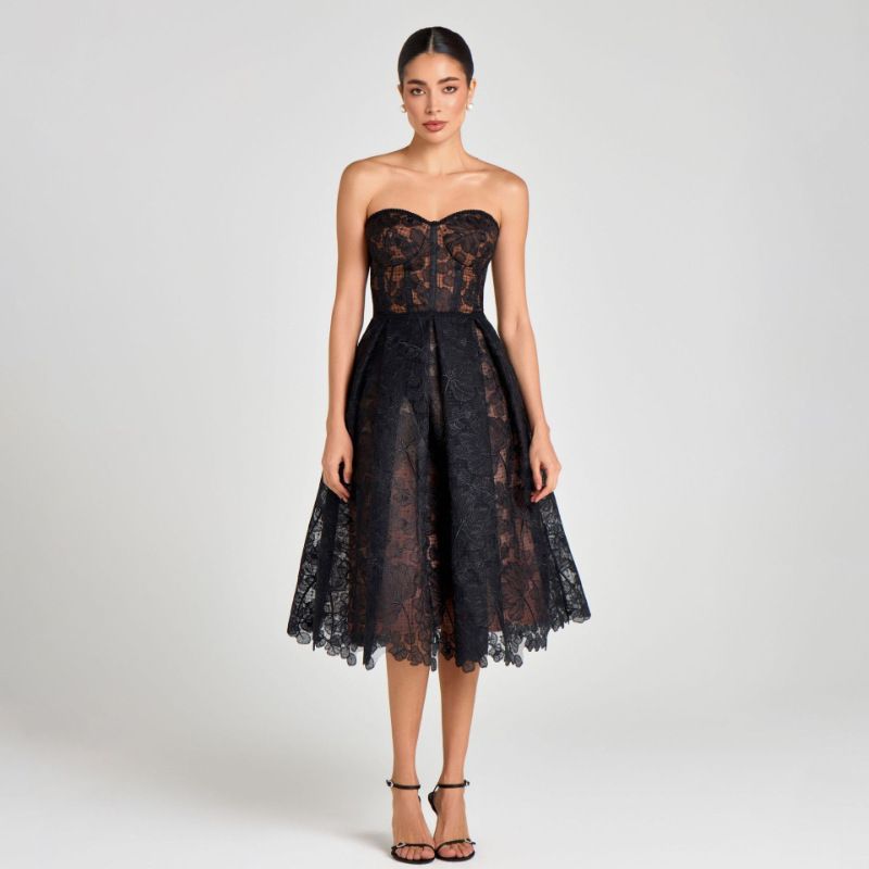 Elegant Lace Sleeveless Camisole Dress, Solid Color Chiffon A-Line Midi Dress For Women, Breathable Spring Summer Casual Dress_ecoleips.com