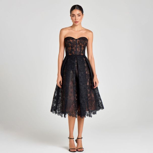 Elegant Lace Sleeveless Camisole Dress, Solid Color Chiffon A-Line Midi Dress For Women, Breathable Spring Summer Casual Dress_ecoleips.com
