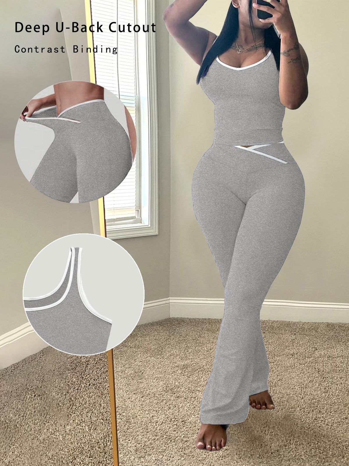 Women's Round Neck Vest Top And Trousers Two Piece Set American Style Summer New Fashion_ecoleips.com