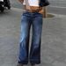 Stretch Denim Long Pants for Women Straight Wide Leg mid Rise Jeans Gradient Frayed Hem Design European And American Style_ecoleips.com
