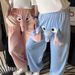 Women Lounge Plush Pajama Pant Flannel Funny Elephant Novelty Shorts Humorous Underwear Prank Gift Couple Pants Sleepwear_ecoleips.com