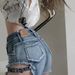 High Waisted Denim Shorts for Women Hollowed out Lace up Slimming Distressed Frayed Edges American Retro Hot Girl Tight Fitting Summer_ecoleips.com
