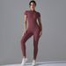 Women's Clothing Zipper Short Sleeved Yoga Suit Jumpsuit Quick Drying Breathable Outdoor Sports Tight Jumpsuit Fitness Clothes_ecoleips.com
