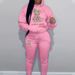 Women's Aesthetic Two Piece Set Letter Print Bear Design Hoodie And Sweatpants Sportswear Casual Comfortable Track Suit_ecoleips.com
