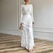 In Stock 2025 Spring European And American Cross-Border Foreign Trade High-End Three-Dimensional Ruffled Slim Long Dress_ecoleips.com