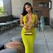 Sexy Deep V-Neck Metal Halter Long Dress – Stretchy Bodycon Midi Dress For Women Party & Daily Wear (Green, S/M/L/XL)_ecoleips.com