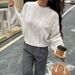 Y2K-Inspired Long Sleeve Knit Sweater – Solid Color Wool-Like Pullover For Women (White/Yellowish/Blue/Light Pink/Apricot)_ecoleips.com
