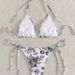 Women's Clothing Sexy Ink Painting Printed Halter Neck Tethered Multicolor Bikini_ecoleips.com