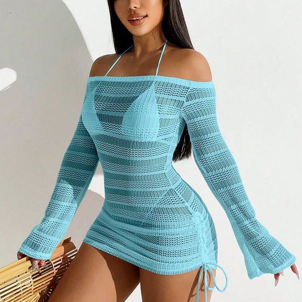 Women's Clothing New Mesh Long Sleeved Sun Protection Swimsuit Women's Beach Sexy Bikini Single Shirt_ecoleips.com