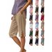 Women's Clothing Casual Loose Pocket Pants Shorts Cotton Linen Elastic Waist New_ecoleips.com