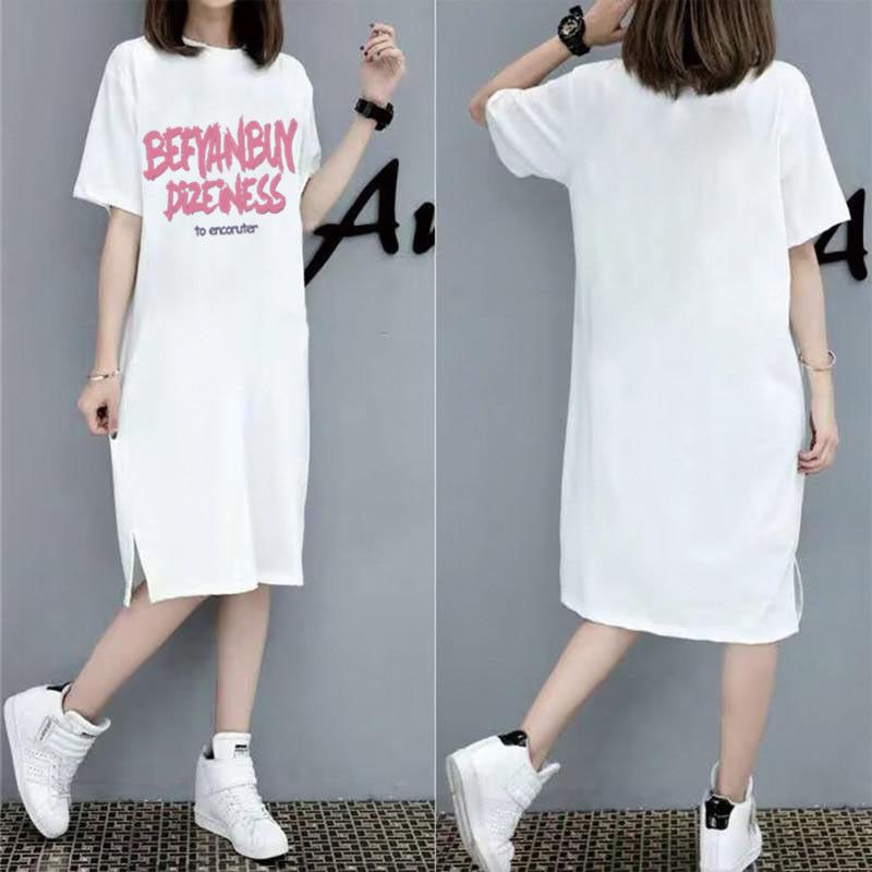 Summer Korean Letter Printing New Loose Short Sleeve Comfortable Women Maternity Dress_ecoleips.com