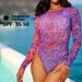 Aria Basics Russian Sexy Mesh Printed One-piece Bikini Long-sleeved Sun-protective Swimsuit For Women_ecoleips.com
