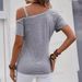 European And American Cross-border Solid Color Button-decorated T-shi, Spring/summer Casual Asymmetrical Pleated_ecoleips.com