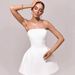 Women's Clothing Trendy Off-Shoulder Bodycon Dress – Stretchable Peplum Mini Dress (S-XL, Black/White)_ecoleips.com