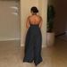 Elegant Halter Neck V-Back Wide-Leg Jumpsuit – Slim Fit, Pure Color & Breathable For Work & Evening (White/Black, S-3XL)_ecoleips.com