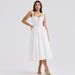 Elegant White Lace Camisole Dress With Floral Embroidery - French Style Midi Dress For Women, Summer Fashion, Slim Fit, V-Neck, Backless Design_ecoleips.com