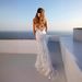 Women's Clothing Long Skirt Sexy v Neck White Suspender Dress_ecoleips.com