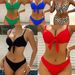 Women's Sexy Solid Color Bikini Backless Swimwear Tie Up Vacation E-Suit_ecoleips.com