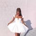Women's Clothing New Solid Color V Neck Waist Dress Slim And Pure Temperament Short Skirt_ecoleips.com