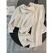 "Women's Slimming Sweatshirt & Sweatpants Set – Trendy Two-Piece Outfit (Apricot/Dark Grey, S-XXL)"_ecoleips.com