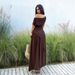 Women's Clothing Elegant Off-Shoulder Fitted Waist Dress Casual American Style Spring/Summer 2026_ecoleips.com