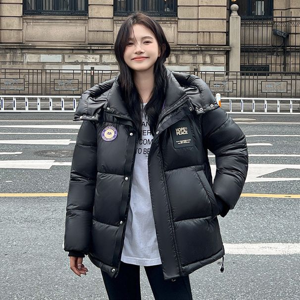 Station Purple Jacket Unisex Short 2025 New European Version Hooded Down Cotton Coat Black Gold Fashion_ecoleips.com
