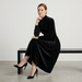 Freeacy Women's Elegant Black Velvet Turtleneck Long Sleeve A-Line Midi Dress Formal Evening Party Swing Dress For Banquet_ecoleips.com