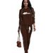 Urban Athleisure 2-Piece Set – Trendy Letter Print Hoodie & Joggers For Streetwear Enthusiasts (S-XXL, Black/Brown)_ecoleips.com