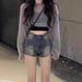 High-waisted Tight-fitting Y2K Girl Denim Shorts For Women, Summer Thin Style, Petite Figure-flattering A-line_ecoleips.com
