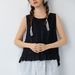 Japanese-style Sweet Hollow-out Pure Cotton Embroidered Lace Camisole, Loose-fitting Layered Outerwear With Side Slits,_ecoleips.com