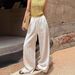 Women's High Waist Wide Leg Pants Linen-Blend Summer Breathable Comfort Straight Leg Trousers_ecoleips.com