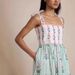 Women's Bohemian Floral Maxi Dress With Tie-Shoulder Ruching, Layered Mid-Length Dress, Flowing And Color-Block Design_ecoleips.com