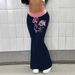 Floral Print Drawstring Flared Pants for Women Stretchy Slim Fitting Sexy Style Trousers Cross Border Hot Selling_ecoleips.com
