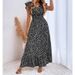 women's spring and summer new V-neck waist long skirt ruffled elegant dress female_ecoleips.com