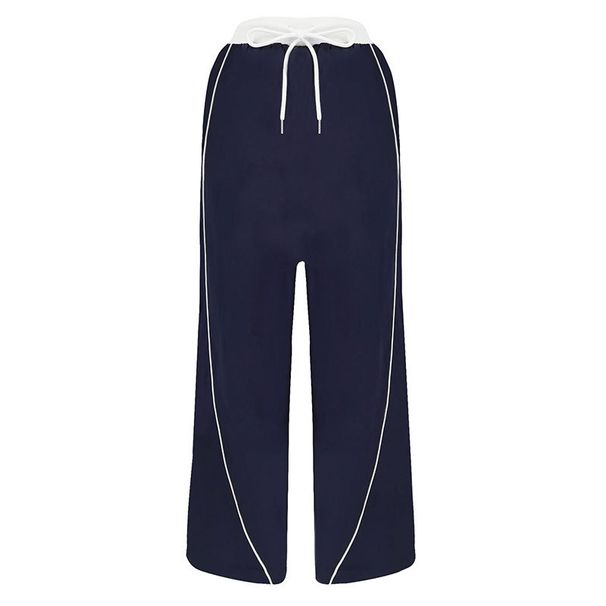 Women's Clothing Color Stitching Sports Casual Drape Straight Loose Versatile Wide Leg Trendy Women's Casual Pants_ecoleips.com
