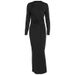 European And American Style 2025 Autumn Fashion New Women's Long-sleeve Waist-cinching Pleated Slim-fit_ecoleips.com