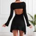 Summer Halter Neck Bodycon Dress For Women Style Long Sleeve Backless Slim Fit Fashion Temperament Hot Solid Color_ecoleips.com